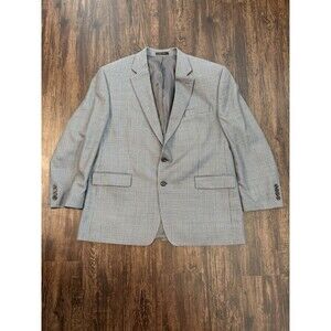 Lauren Ralph Lauren Suit Jacket Blazer Mens 46R Silk Wool Gray Houndstooth Coat